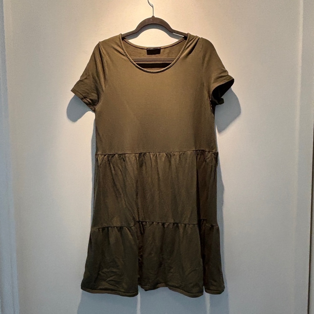 Olive Green Tiered Dress